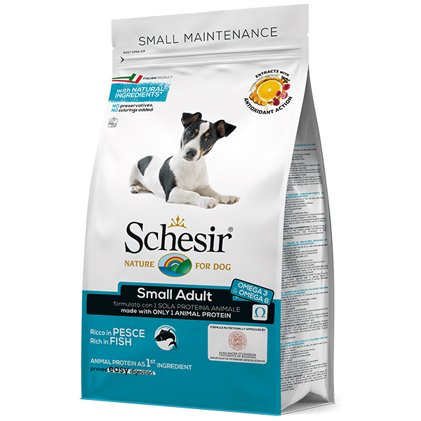 Сухой монопротеиновый корм для взрослых собак мелких пород Schesir Dog Small Adult Fish 800 г
Сухой монопротеиновый корм для взрослых собак мелких пород Schesir Dog Small Adult Fish 800 г