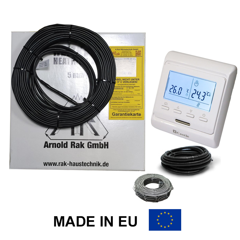 Теплый пол кабель Arnold Rak 6101-20 EC 2000 Вт + программируемый терморегулятор Castle M 6.716 
Теплый пол кабель Arnold Rak 6101-20 EC 2000 Вт + программируемый терморегулятор Castle M 6.716