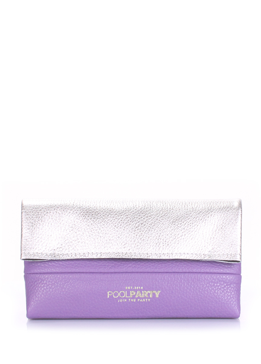 Кожаная косметичка-клатч POOLPARTY 2NITE Серебро/Сиреневый 
Кожаная косметичка-клатч POOLPARTY 2NITE Серебро/Сиреневый