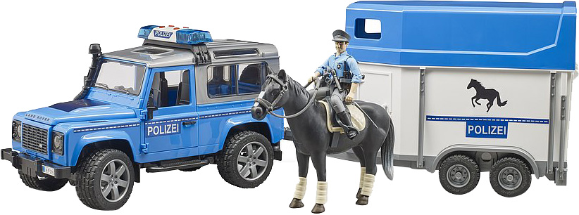 Игровой набор Bruder Land Rover Defender с прицепом и фигурка полицейского с конем (254041986)
Игровой набор Bruder Land Rover Defender с прицепом и фигурка полицейского с конем (254041986)
