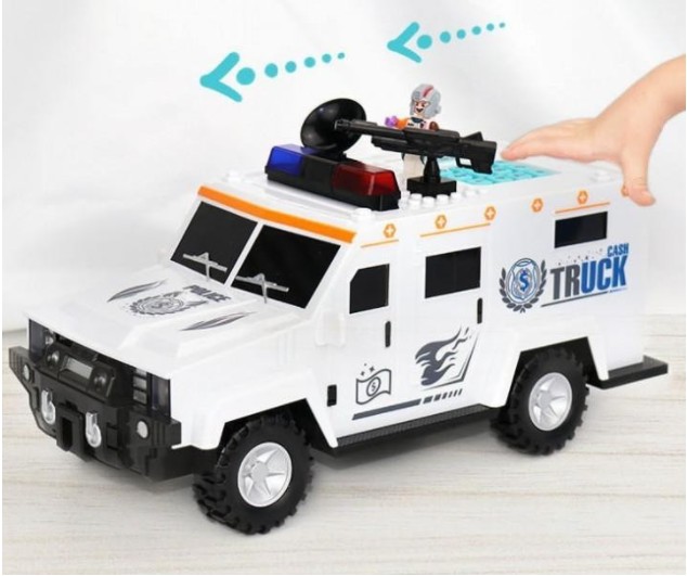 Электронная машинка копилка-сейф CASH TRUCK с кодовым замком и отпечатком Hummer 6688-19 белая
Электронная машинка копилка-сейф CASH TRUCK с кодовым замком и отпечатком Hummer 6688-19 белая