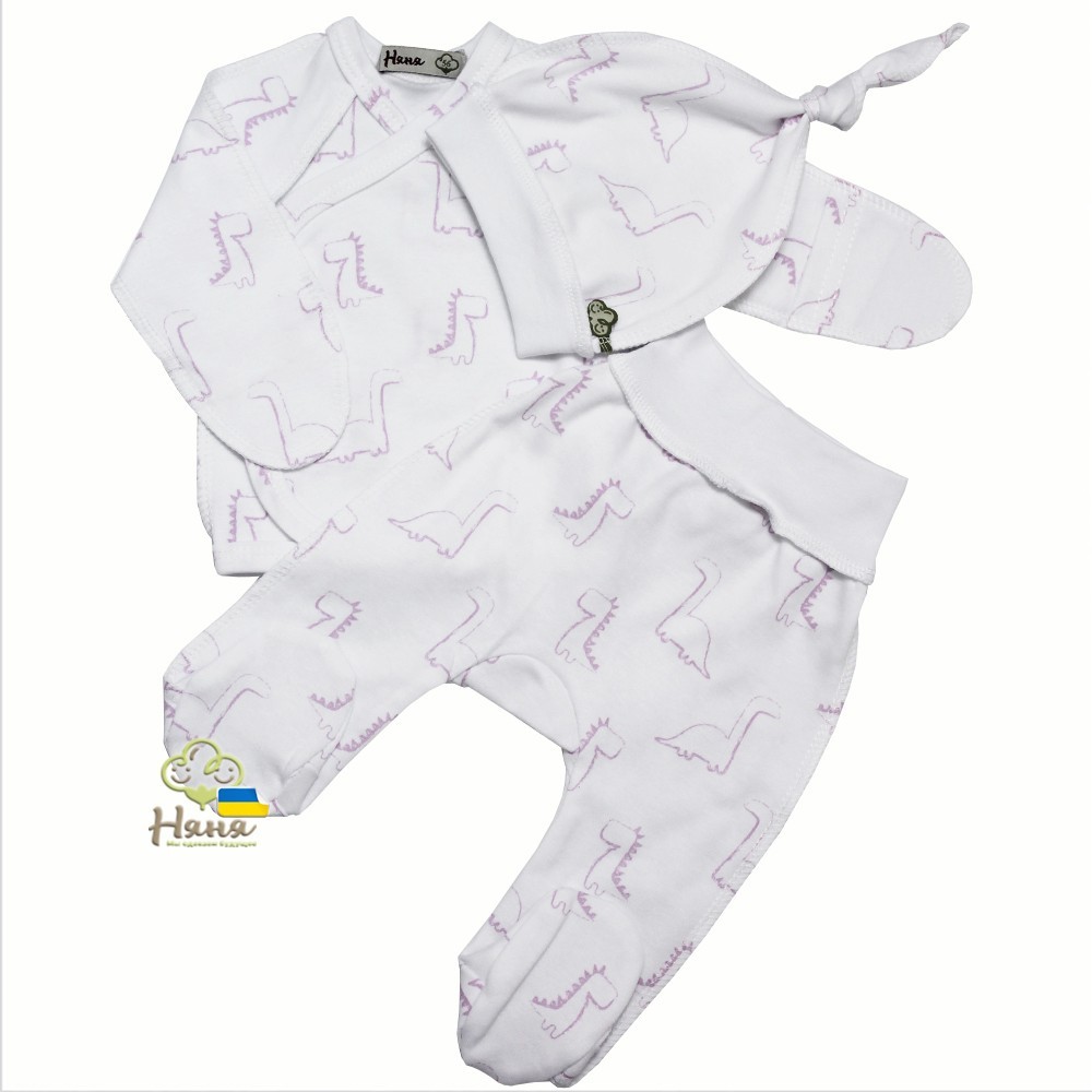 Комплект распашонка, ползунки, шапка Няня Діно-baby 56 размер для девочки белый с розовым
Комплект распашонка, ползунки, шапка Няня Діно-baby 56 размер для девочки белый с розовым