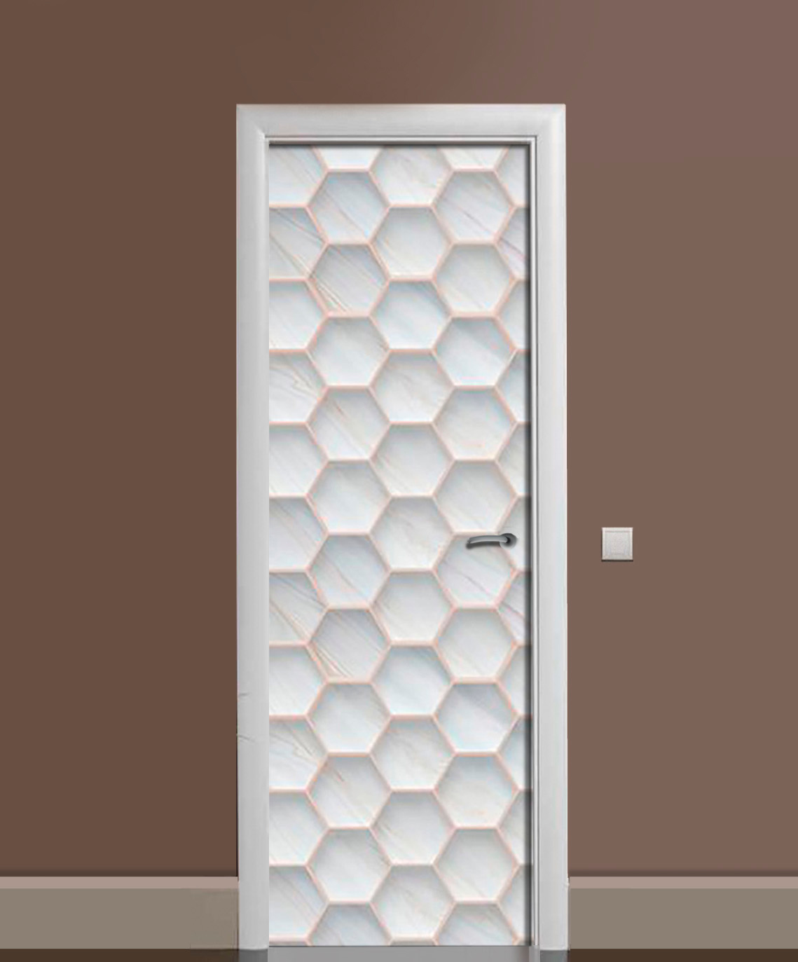 Виниловая 3D наклейка на дверь Zatarga Перламутровые соты 650х2000 мм