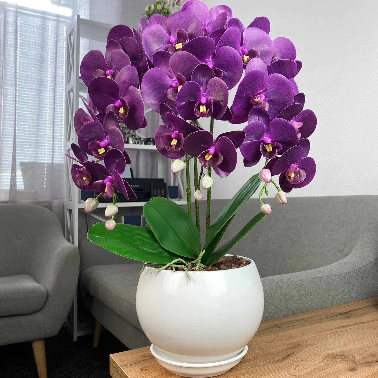 Латексная орхидея Premium в белом глянцевом керамическом кашпо на 3 веточки фиолетовый 58 см 0010
Латексная орхидея Premium в белом глянцевом керамическом кашпо на 3 веточки фиолетовый 58 см 0010