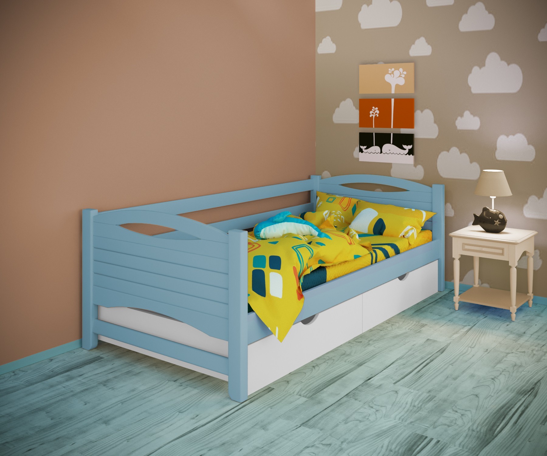 Кровать односпальная тахта RainbowDream Анимона 90х190 см голубой массив ольхи, с ящиками
Кровать односпальная тахта RainbowDream Анимона 90х190 см голубой массив ольхи, с ящиками