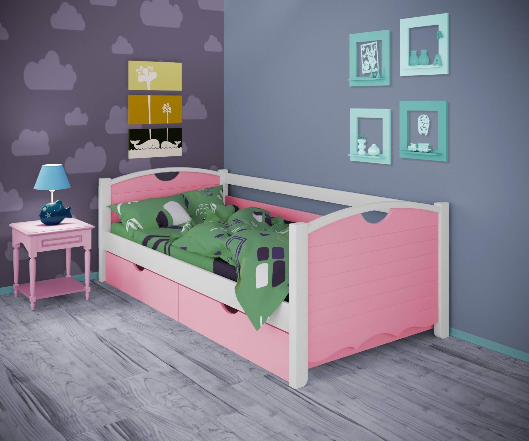 Кровать односпальная тахта RainbowDream Дженни 90х190 см бело-розовый массив ольхи, с ящиками
Кровать односпальная тахта RainbowDream Дженни 90х190 см бело-розовый массив ольхи, с ящиками