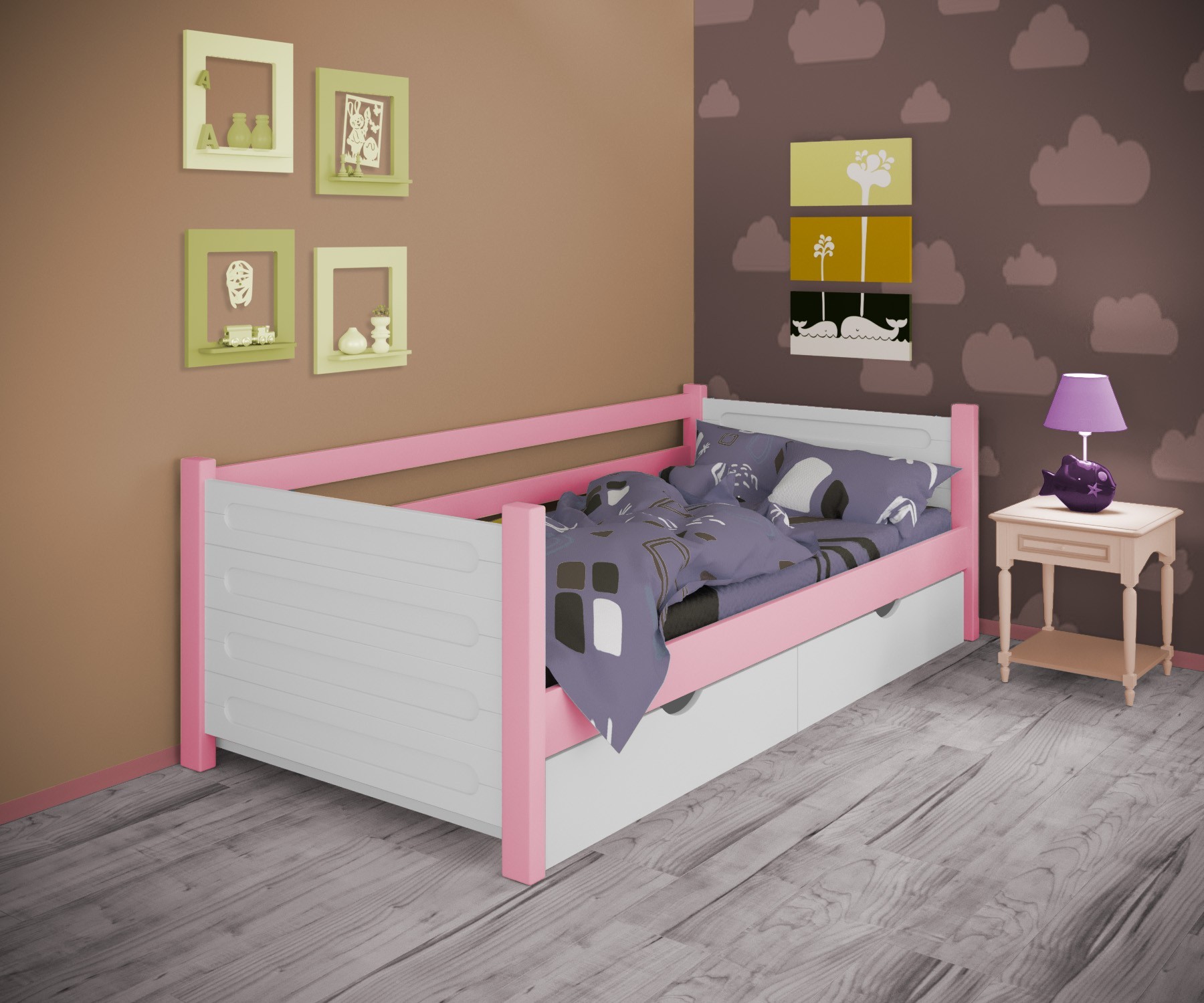 Кровать односпальная тахта RainbowDream Йокка 90х190 см бело-розовый массив ольхи, с ящиками
Кровать односпальная тахта RainbowDream Йокка 90х190 см бело-розовый массив ольхи, с ящиками