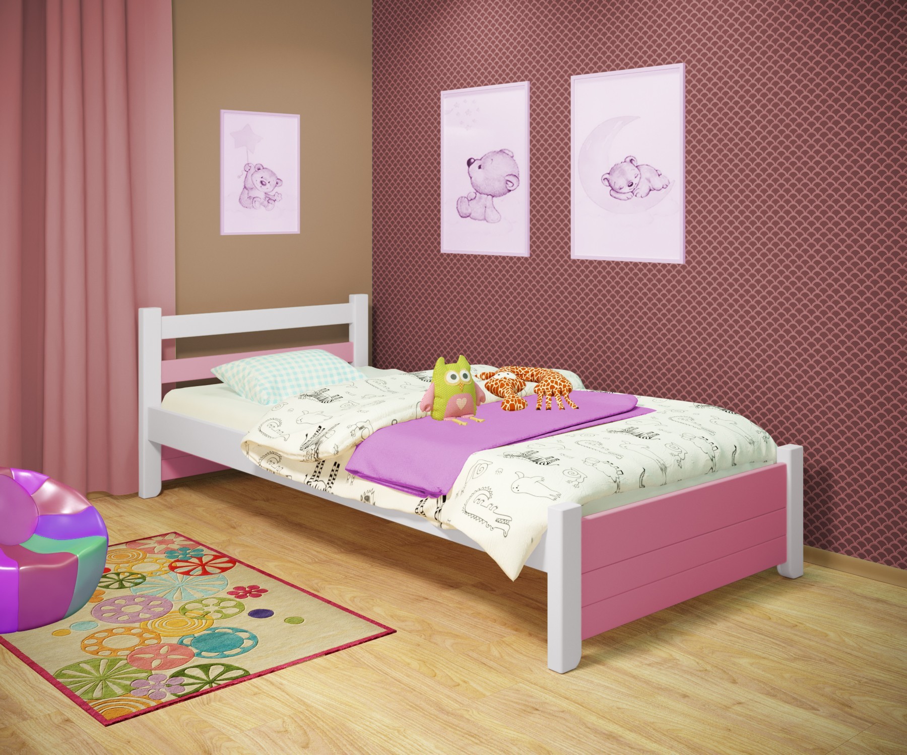 Кровать односпальная RainbowDream Маркус 80х190 см бело-розовый массив ольхи, без ящиков
Кровать односпальная RainbowDream Маркус 80х190 см бело-розовый массив ольхи, без ящиков