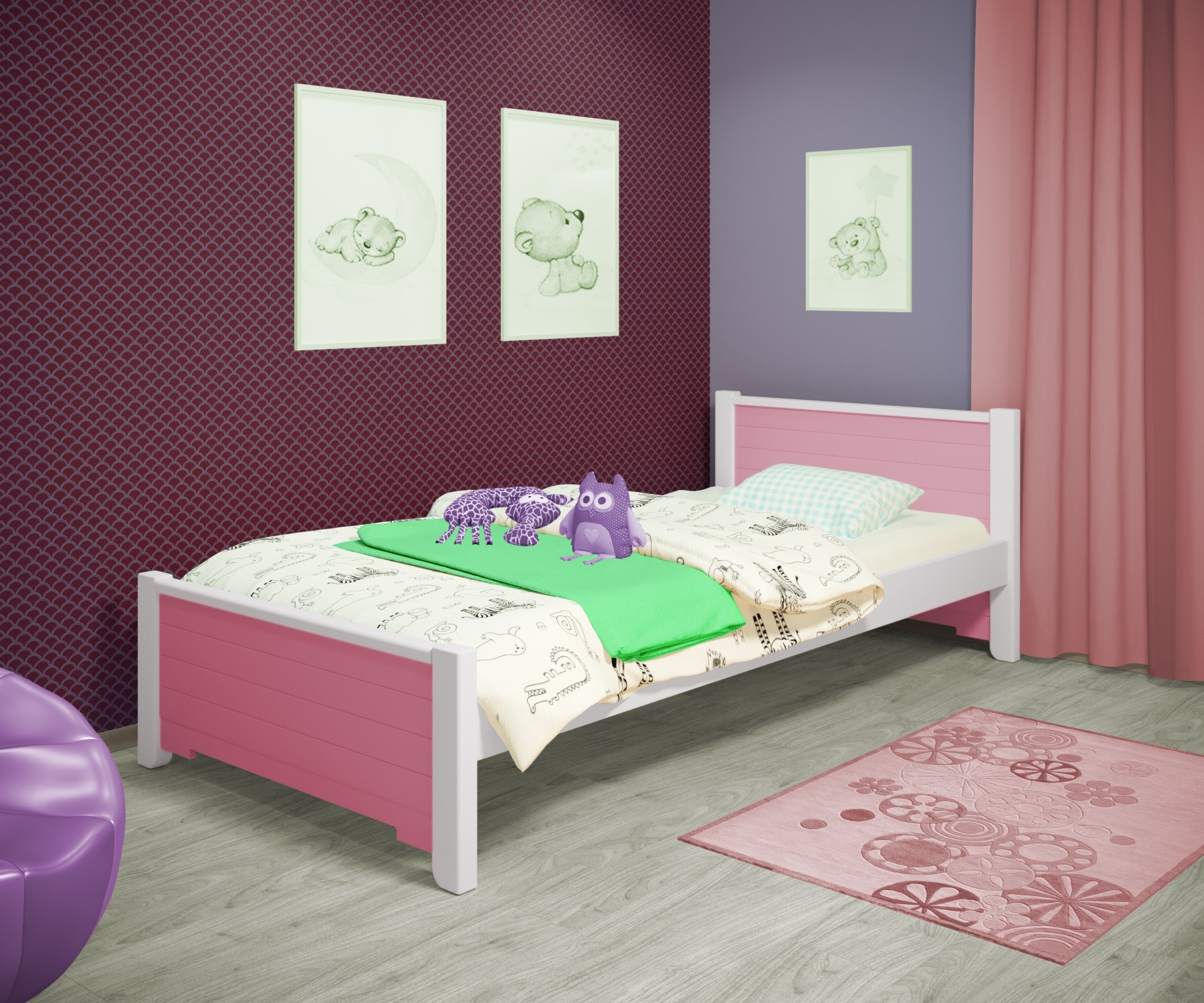 Кровать односпальная RainbowDream Фиронни 80х190 см бело-розовый массив ольхи, без ящиков
Кровать односпальная RainbowDream Фиронни 80х190 см бело-розовый массив ольхи, без ящиков