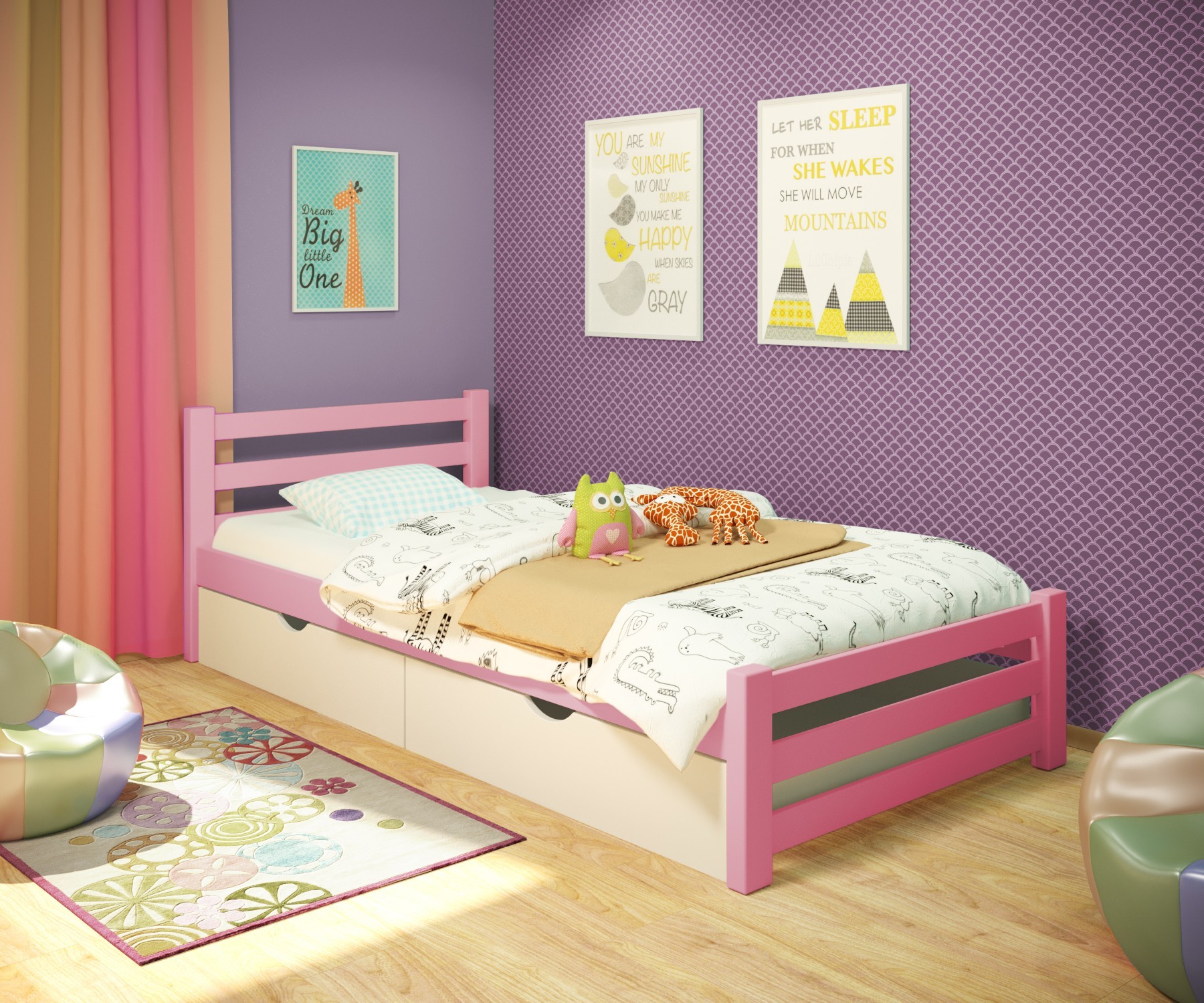 Кровать односпальная RainbowDream Ламия 80х190 см розовый массив ольхи, с ящиками
Кровать односпальная RainbowDream Ламия 80х190 см розовый массив ольхи, с ящиками