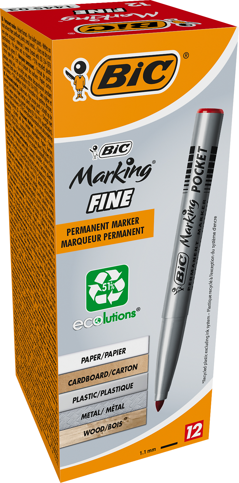Набор маркеров перманентных BIC Marking Fine ECO 1.1 мм 12 шт Черных (3086121445095)
Набор маркеров перманентных BIC Marking Fine ECO 1.1 мм 12 шт Черных (3086121445095)