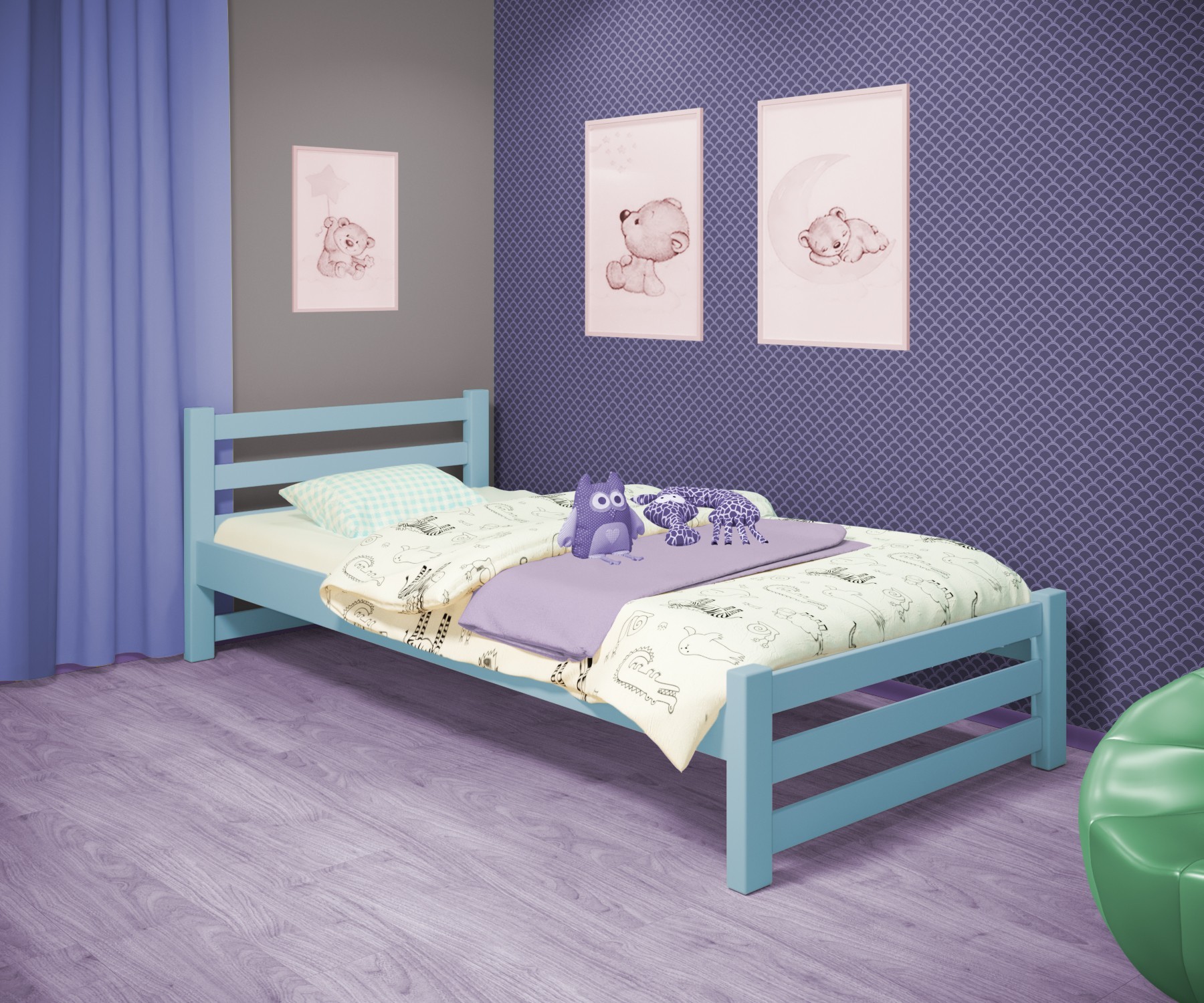 Кровать односпальная RainbowDream Ламия 80х200 см голубой массив ольхи, без ящиков
Кровать односпальная RainbowDream Ламия 80х200 см голубой массив ольхи, без ящиков