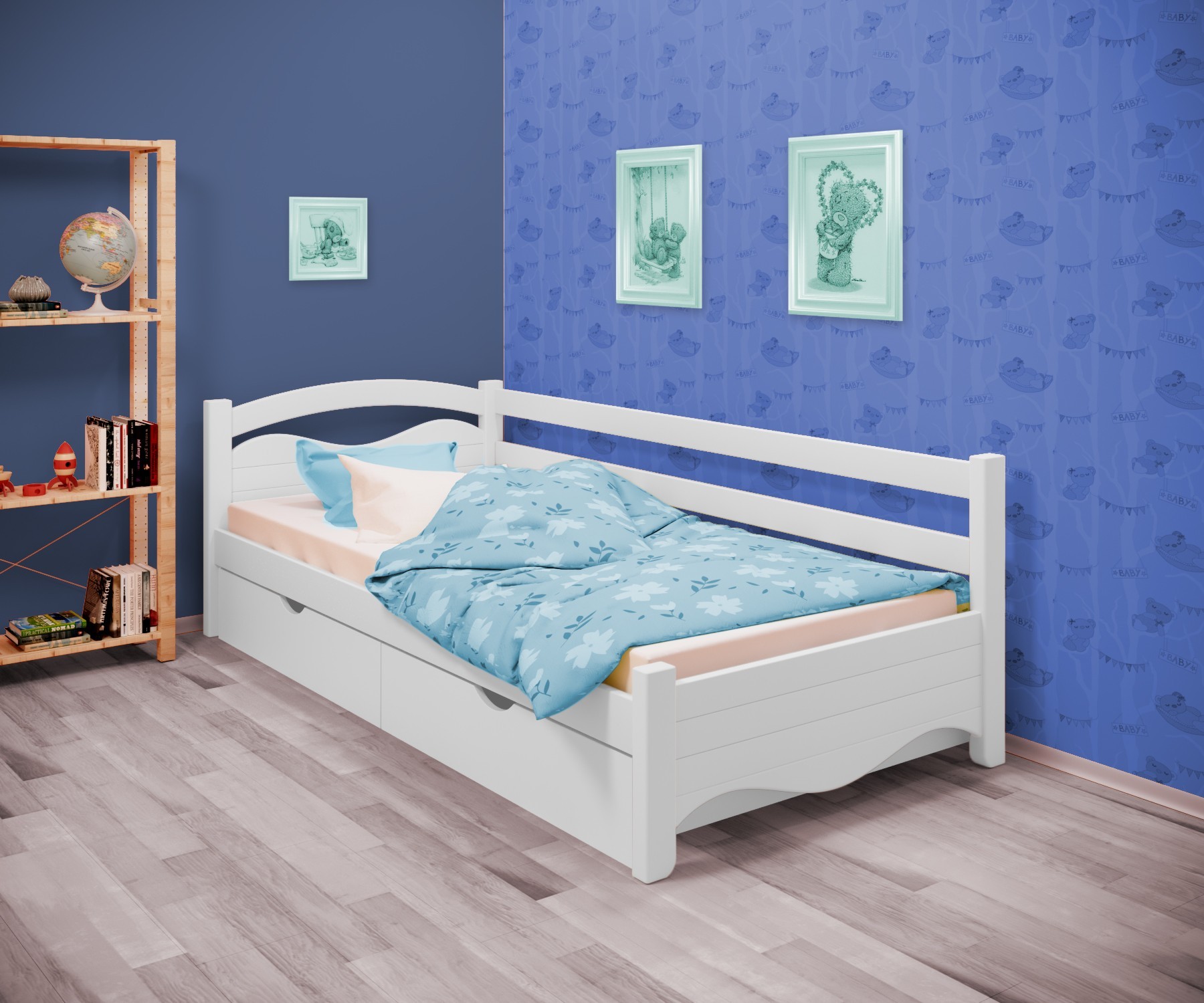 Кровать односпальная угловая RainbowDream Фабертино 80х190 см белый массив ольхи, с ящиками
Кровать односпальная угловая RainbowDream Фабертино 80х190 см белый массив ольхи, с ящиками