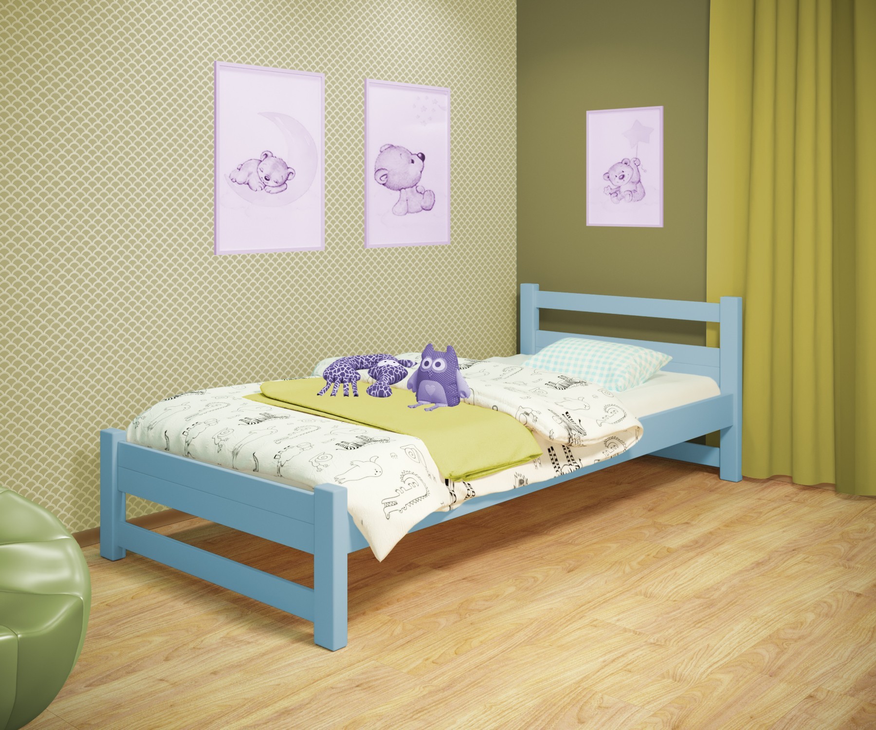 Кровать односпальная RainbowDream Филипп 90х200 см голубой массив ольхи, без ящиков
Кровать односпальная RainbowDream Филипп 90х200 см голубой массив ольхи, без ящиков
