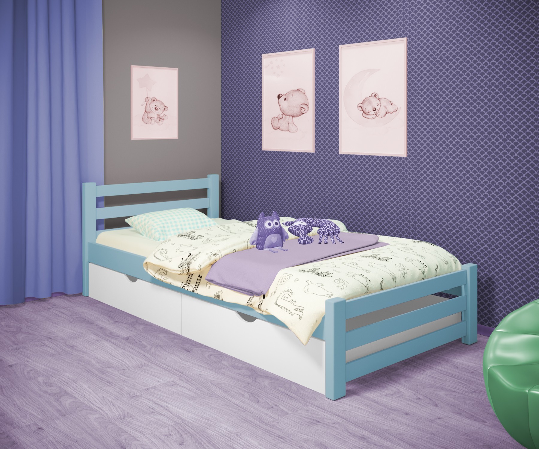 Кровать односпальная RainbowDream Ламия 90х200 см голубой массив ольхи, с ящиками
Кровать односпальная RainbowDream Ламия 90х200 см голубой массив ольхи, с ящиками