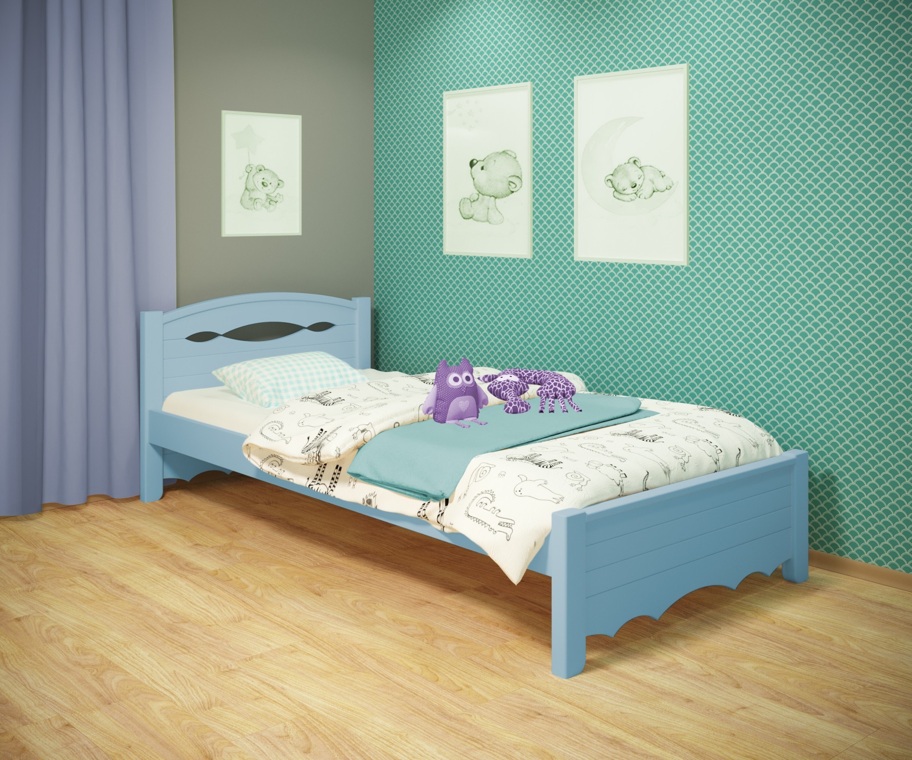 Кровать односпальная RainbowDream Новус 80х200 см голубой массив ольхи, без ящиков
Кровать односпальная RainbowDream Новус 80х200 см голубой массив ольхи, без ящиков