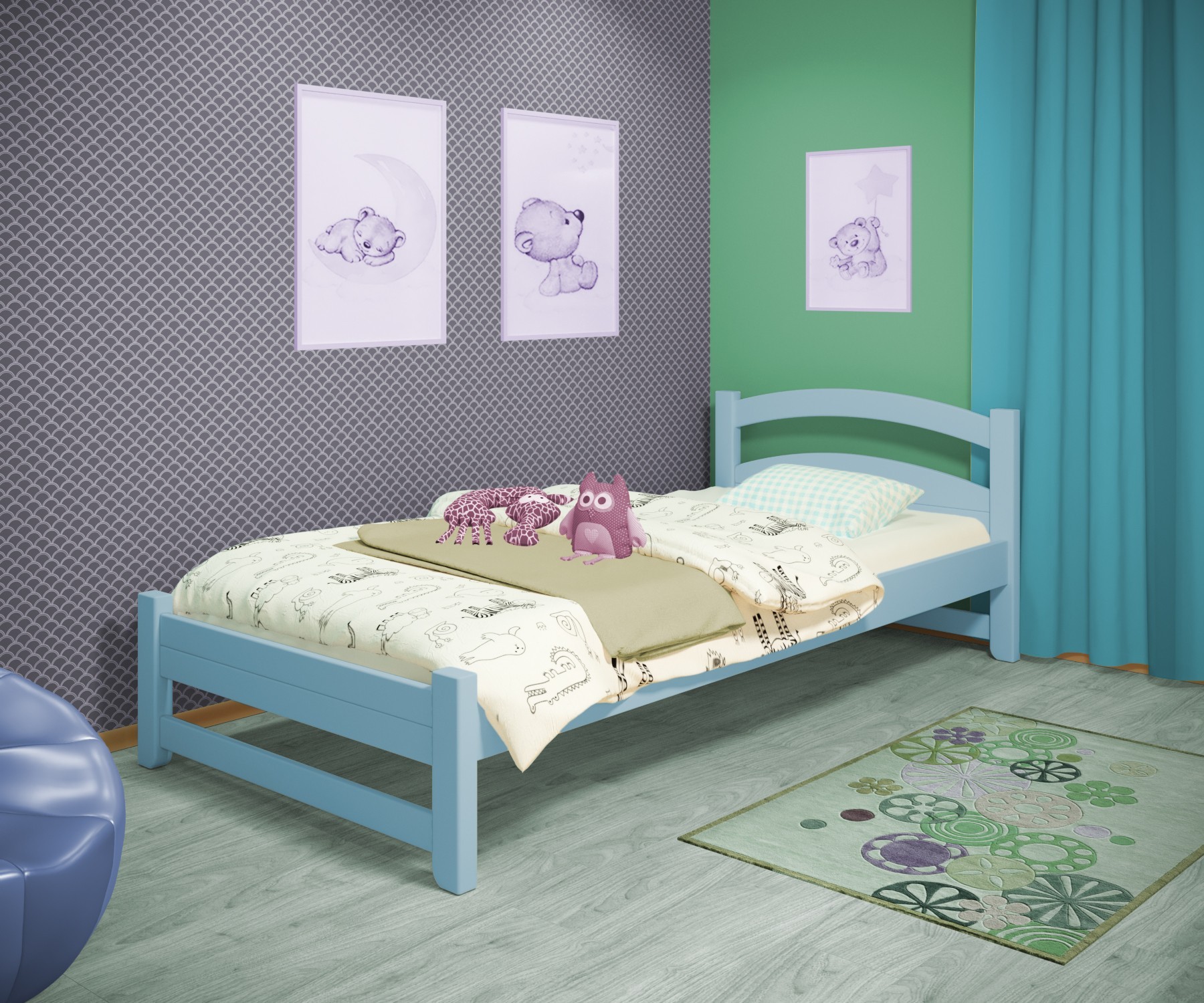 Кровать односпальная RainbowDream Милана 80х160 см голубой массив ольхи, без ящиков
Кровать односпальная RainbowDream Милана 80х160 см голубой массив ольхи, без ящиков