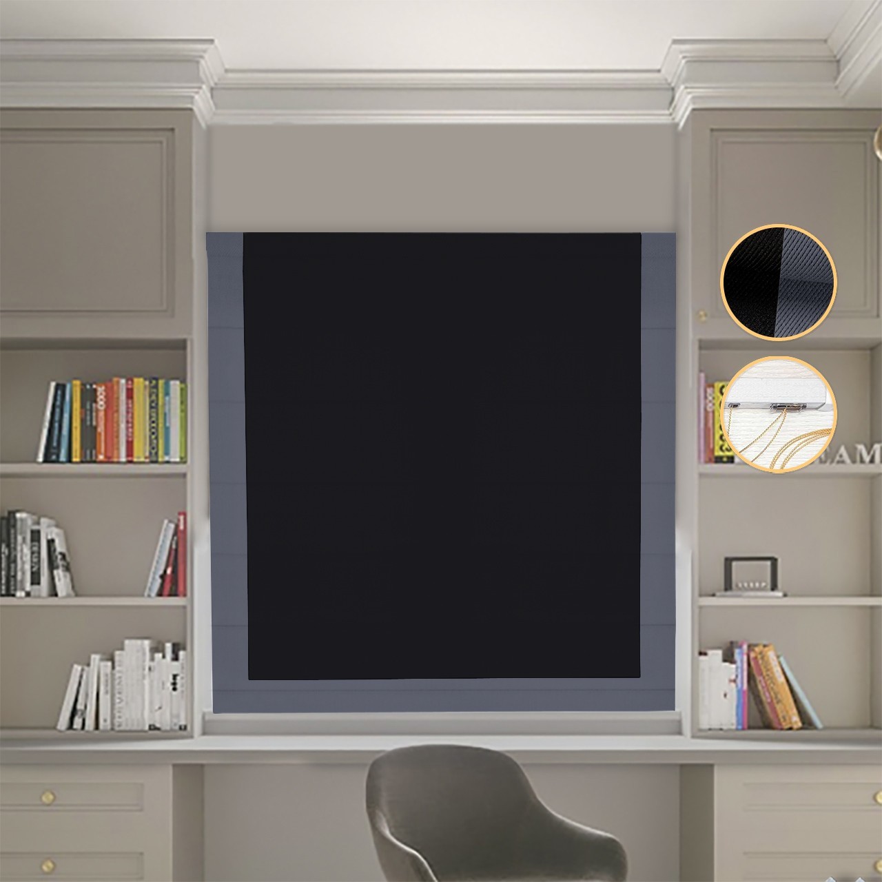 Римские шторы DECOLIV Блэкаут Перфект черный с графитовым кантом 60*170 см
Римские шторы DECOLIV Блэкаут Перфект черный с графитовым кантом 60*170 см