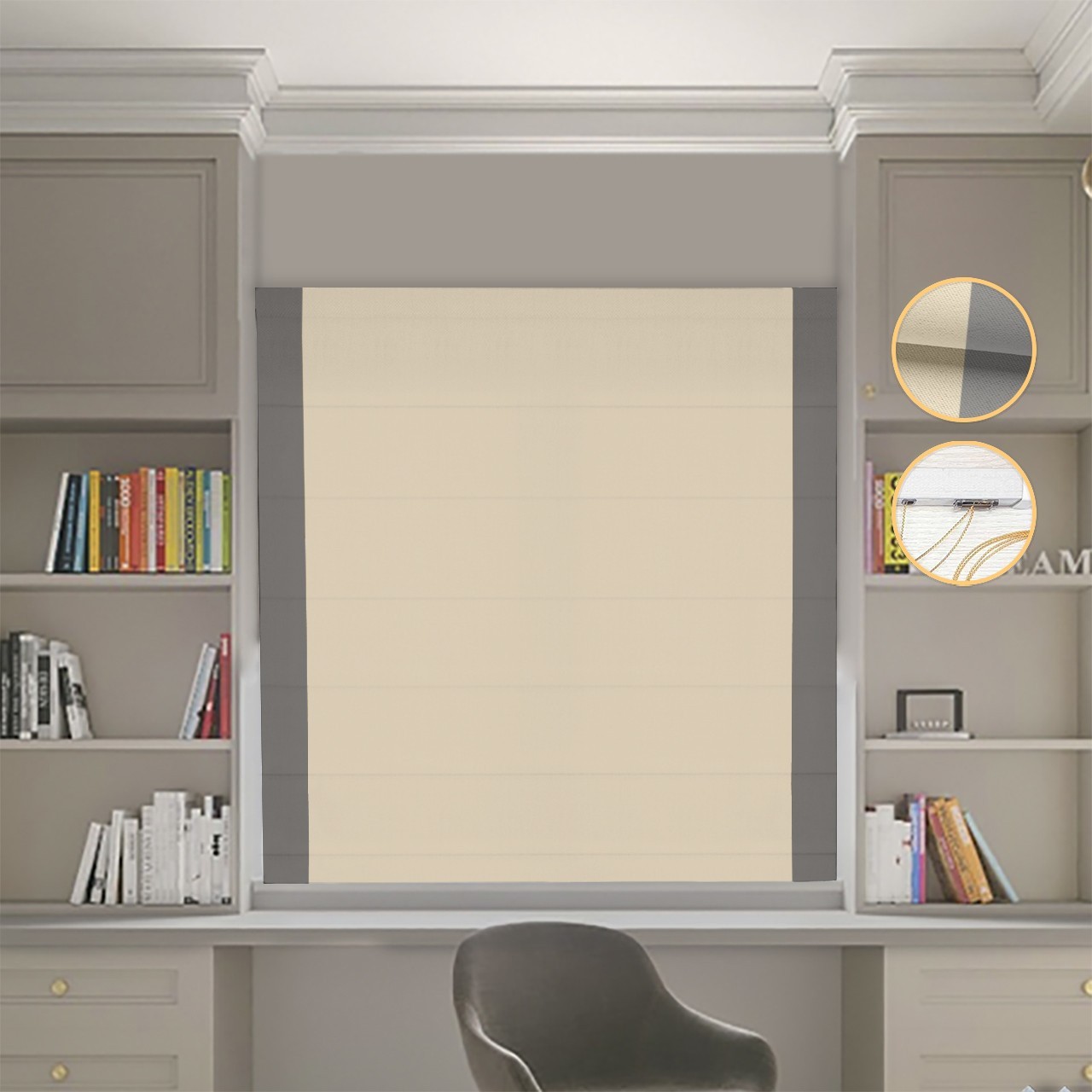 Римские шторы DECOLIV Блэкаут Нова бежевый с графитовыми кантами по бокам 270*170
Римские шторы DECOLIV Блэкаут Нова бежевый с графитовыми кантами по бокам 270*170