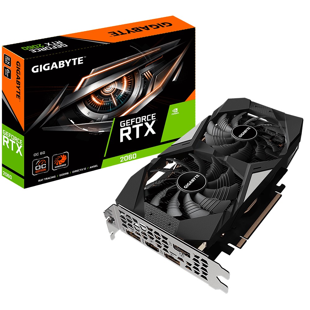Видеокарта Gigabyte PCI-Ex GeForce RTX 2060 OC 6GB GDDR6 (192bit) (1755/14000) (1 x HDMI, 3 x Display Port) (GV-N2060OC-6GD)
Видеокарта Gigabyte PCI-Ex GeForce RTX 2060 OC 6GB GDDR6 (192bit) (1755/14000) (1 x HDMI, 3 x Display Port) (GV-N2060OC-6GD)