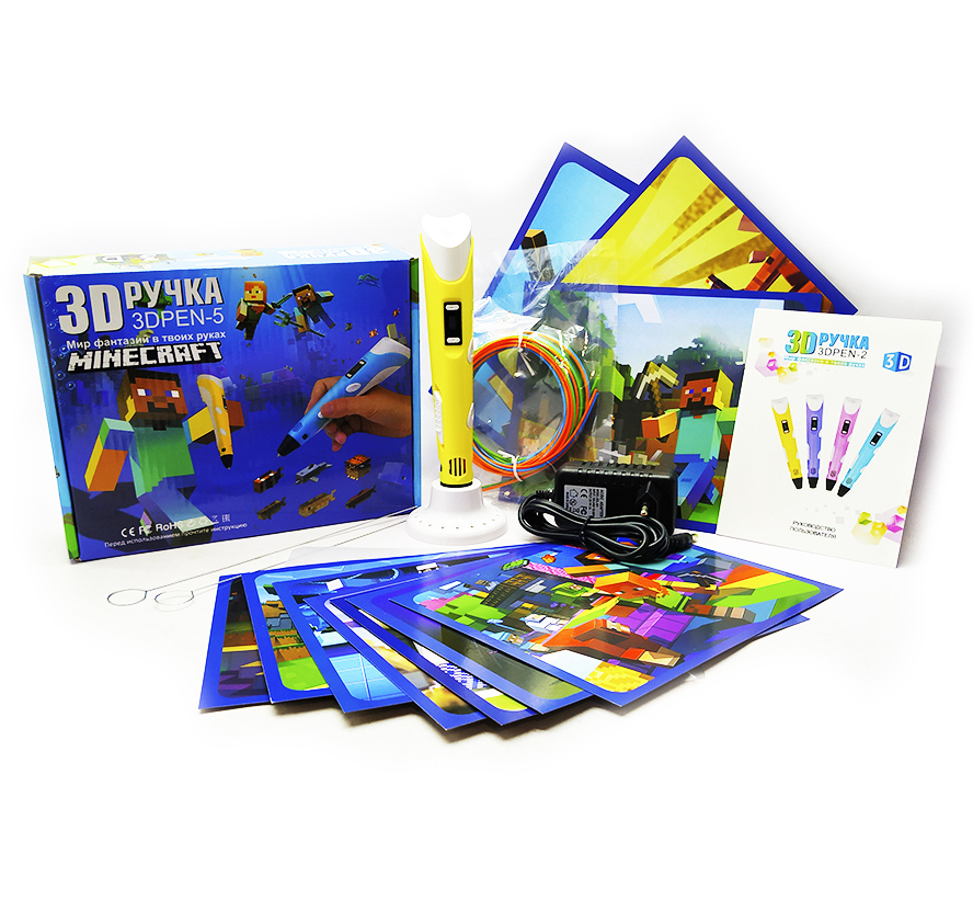 3D ручка Майнкрафт для Детей с LCD дисплеем 3D PEN-5 GEN Minecraft с Эко Пластиком PLA (9 метров) и Трафаретами Желтая (3D M Yellow)
3D ручка Майнкрафт для Детей с LCD дисплеем 3D PEN-5 GEN Minecraft с Эко Пластиком PLA (9 метров) и Трафаретами Желтая (3D M Yellow)
