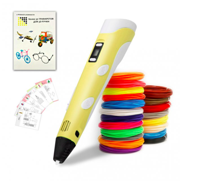 3D-ручка с дисплеем 3D Pen 2 с комплектом пластика 120 м., набором трафаретов Желтая
3D-ручка с дисплеем 3D Pen 2 с комплектом пластика 120 м., набором трафаретов Желтая