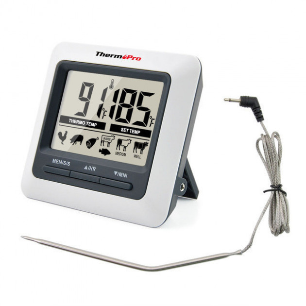 Профессиональный цифровой термометр для мяса с выносным щупом ThermoPro TP-04
Профессиональный цифровой термометр для мяса с выносным щупом ThermoPro TP-04