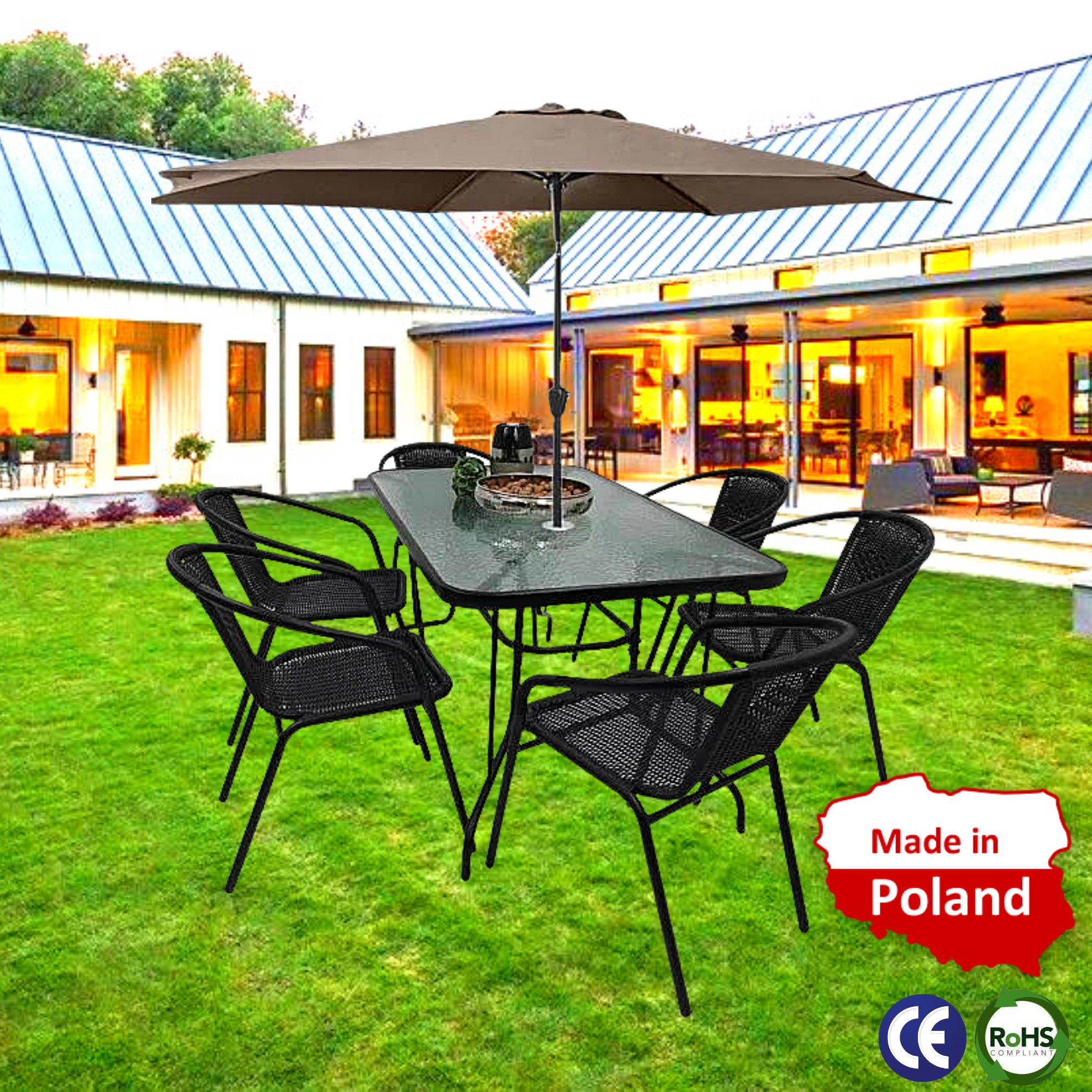 Набор Садовой Мебели из Ротанга с Зонтом 6 стульев + стол Kontrast Garden Boston 6B Польша
Набор Садовой Мебели из Ротанга с Зонтом 6 стульев + стол Kontrast Garden Boston 6B Польша
