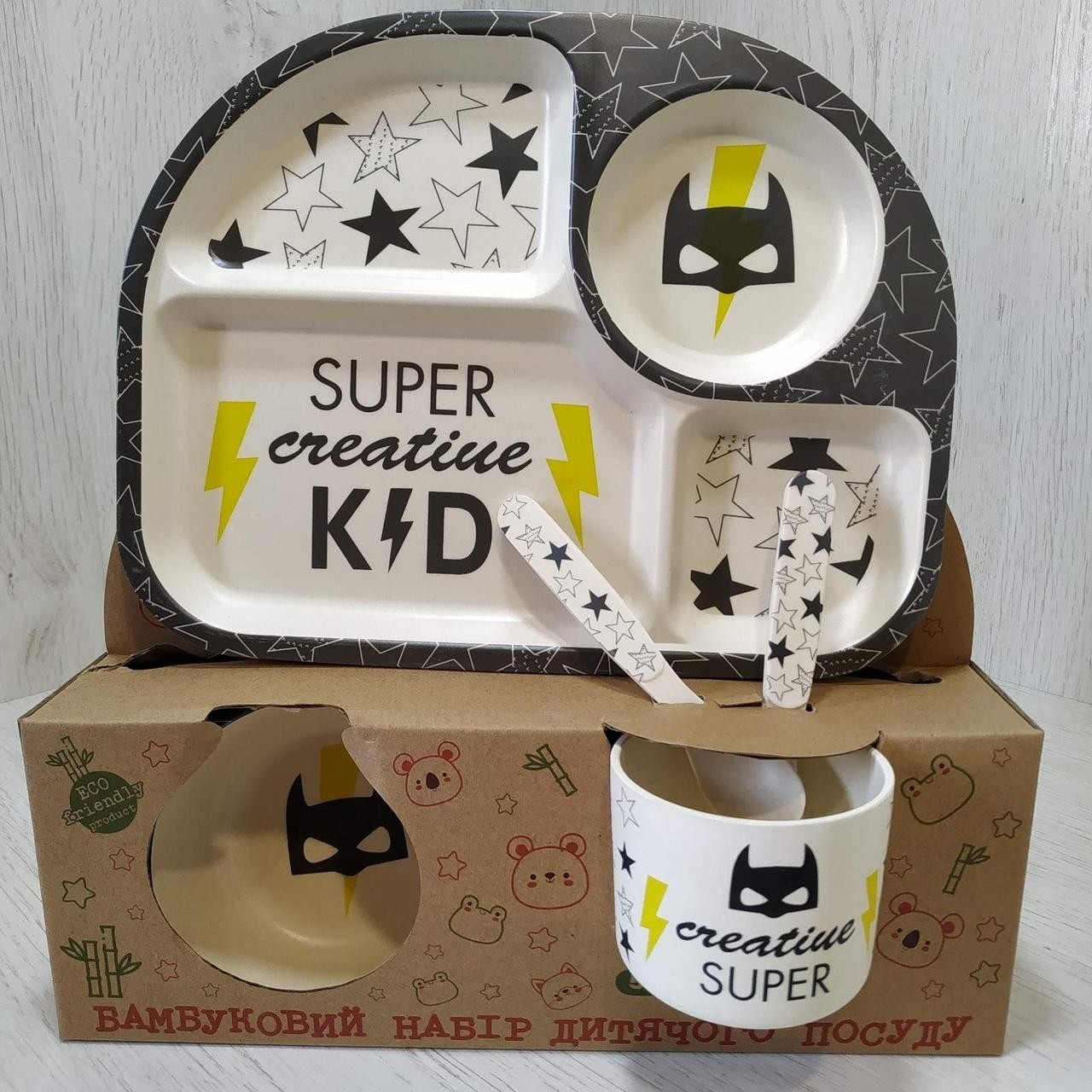 Детская посуда из эко-волокон бамбука Bamboo Fibre kids set Супер Мен 5 в 1 2773-1
Детская посуда из эко-волокон бамбука Bamboo Fibre kids set Супер Мен 5 в 1 2773-1