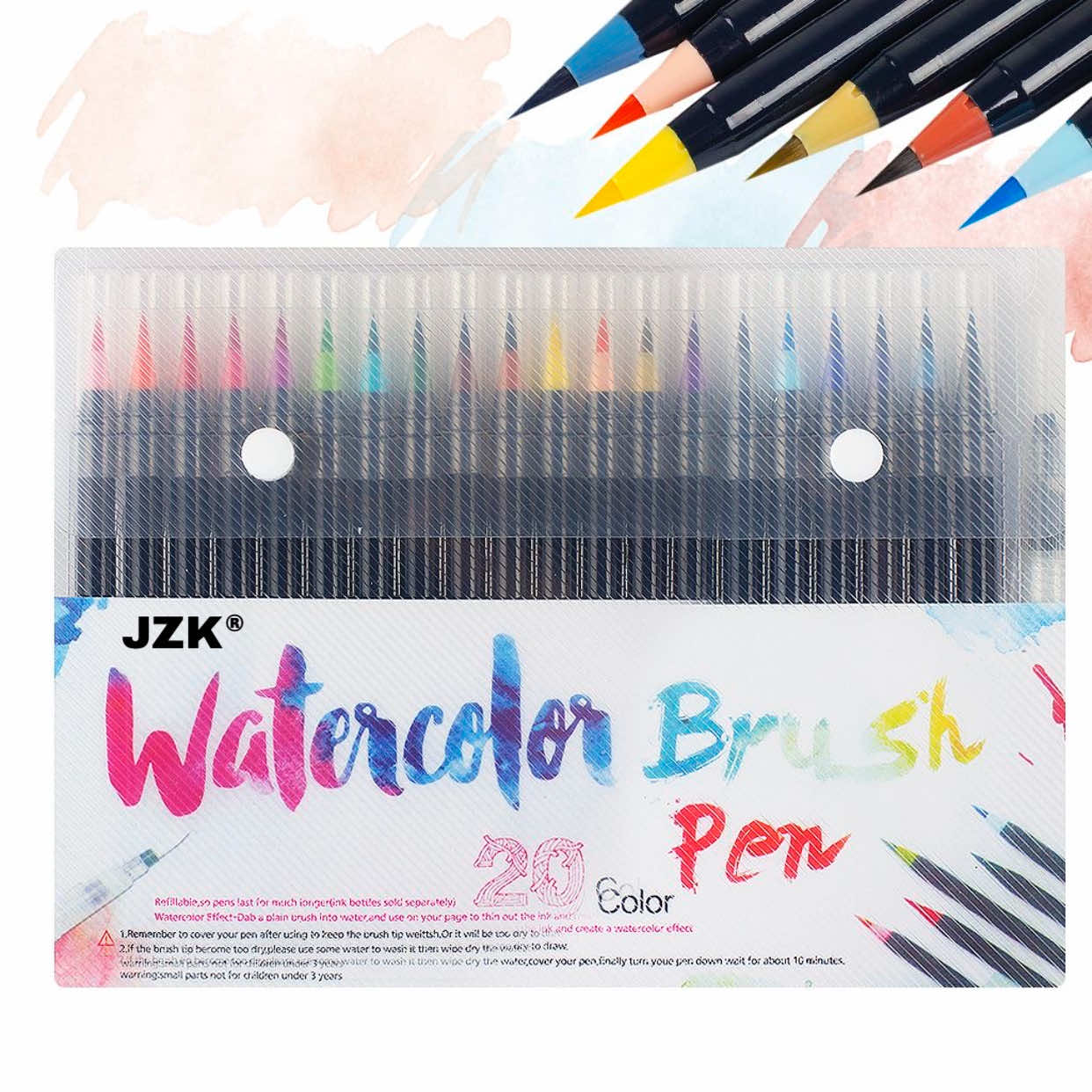 Набор акварельных маркеров для рисования JZK Watercolor Brush 20 цветов с кисточкой
Набор акварельных маркеров для рисования JZK Watercolor Brush 20 цветов с кисточкой