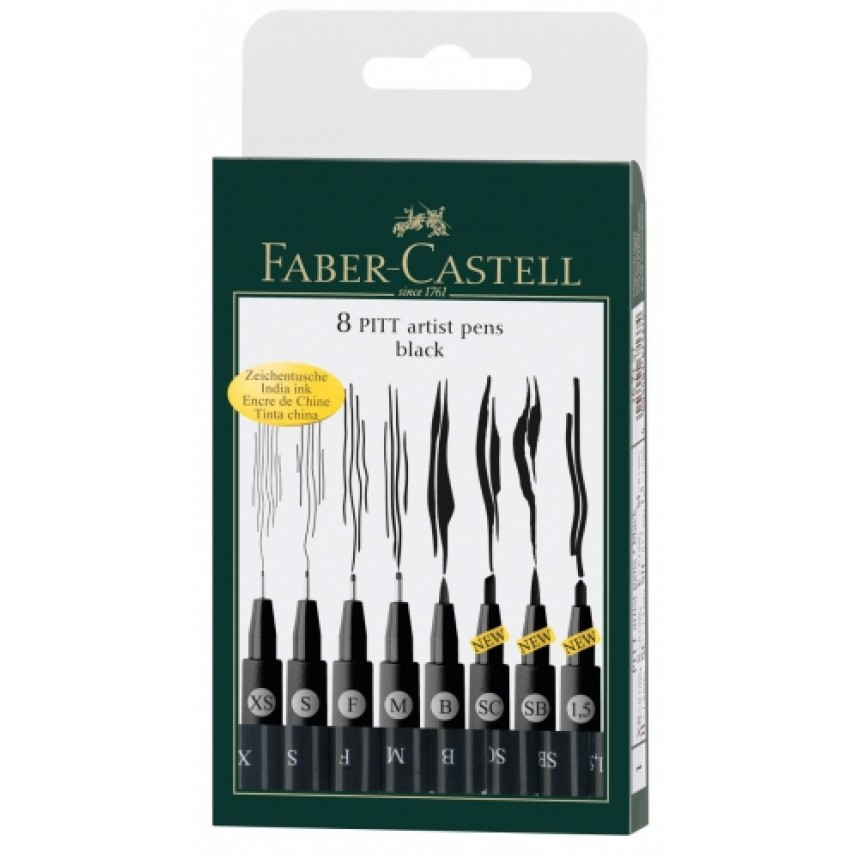 Набор ручек капиллярных Faber-Castell PITT ARTIST PEN, (XS, S, F, M, B, SC, SB, 1,5) цв. черный 8 шт
Набор ручек капиллярных Faber-Castell PITT ARTIST PEN, (XS, S, F, M, B, SC, SB, 1,5) цв. черный 8 шт