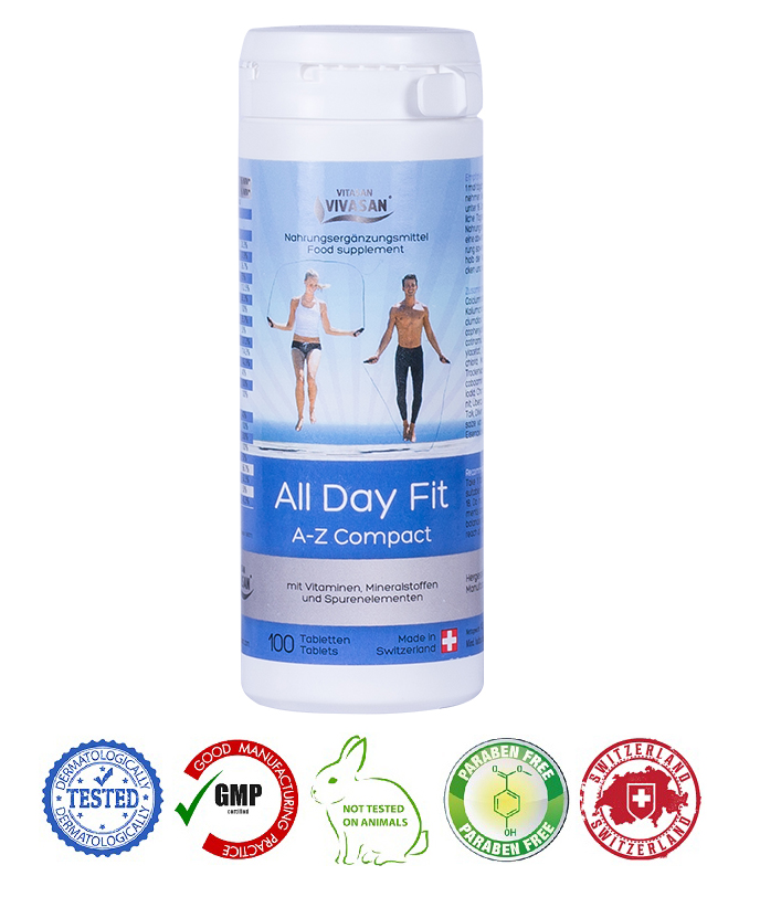 Натуральные швейцарские витамины Бодрость на весь день/All Day Fit VIVASAN Original 100 таблеток GMP Sertified Фитопрепарат Paraben free
Натуральные швейцарские витамины Бодрость на весь день/All Day Fit VIVASAN Original 100 таблеток GMP Sertified Фитопрепарат Paraben free