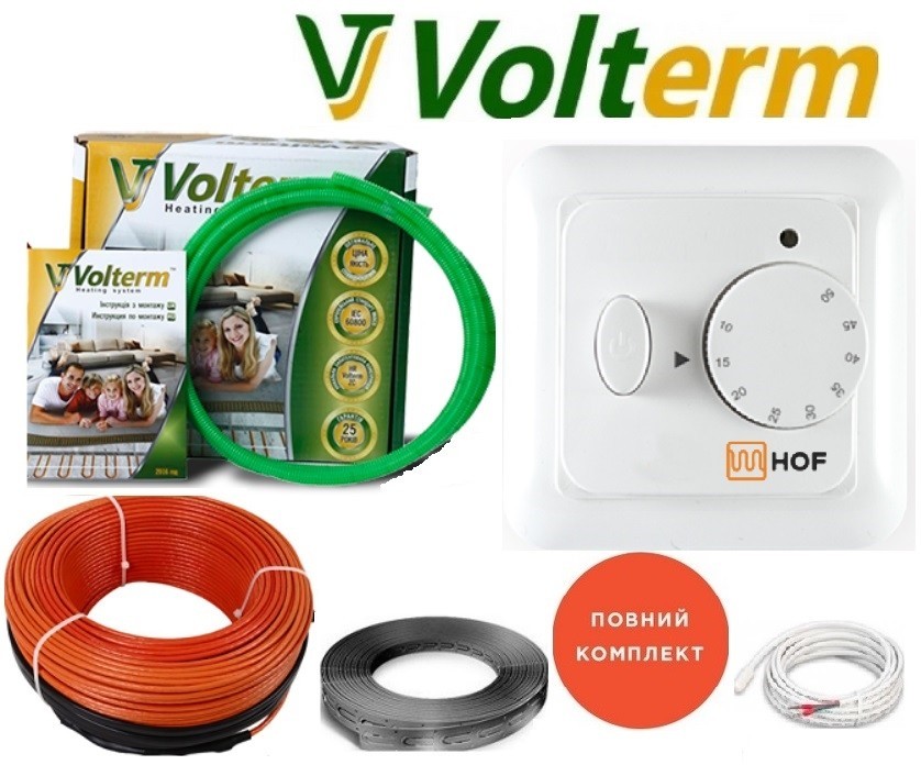 Кабельный теплый пол Volterm 9,4м²-11,8м²/1700Вт (94м) электрический тонкий нагревательный кабель под плитку HR 18Вт/м с механическим терморегулятором HOF 320
Кабельный теплый пол Volterm 9,4м²-11,8м²/1700Вт (94м) электрический тонкий нагревательный кабель под плитку HR 18Вт/м с механическим терморегулятором HOF 320