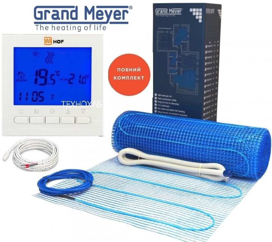 Теплый пол Grand Meyer THM180- 9,0м²/1620Вт 180Вт/м² двухжильный кабельный мат под плитку с программируемым терморегулятором HOF pro
Теплый пол Grand Meyer THM180- 9,0м²/1620Вт 180Вт/м² двухжильный кабельный мат под плитку с программируемым терморегулятором HOF pro