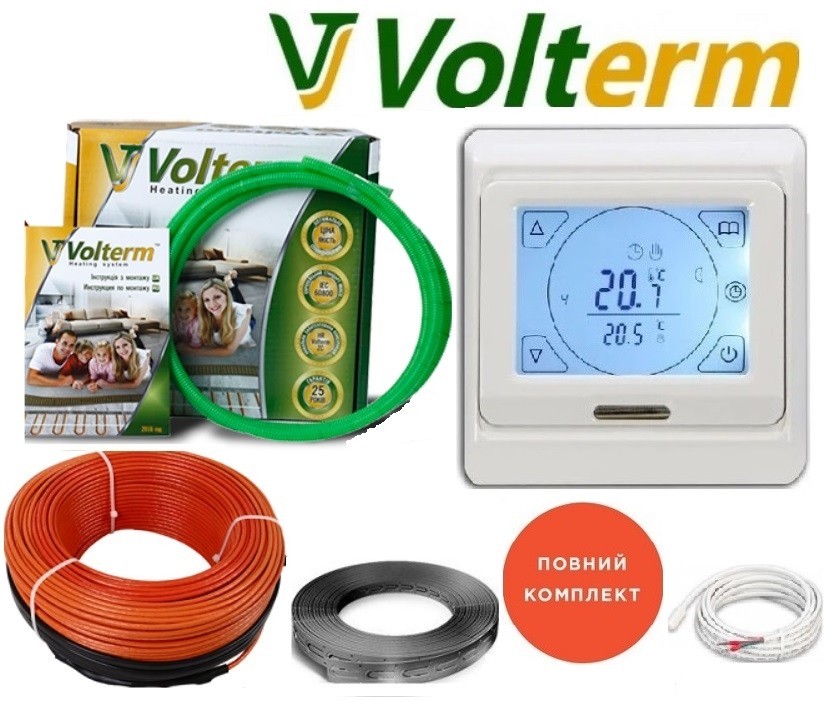 Теплый пол Volterm 1,6м²-2,0м²/280Вт (16м) тонкий кабель двужильный нагревательный под плитку HR 18Вт/м с сенсорным программируемым терморегулятором E 91
Теплый пол Volterm 1,6м²-2,0м²/280Вт (16м) тонкий кабель двужильный нагревательный под плитку HR 18Вт/м с сенсорным программируемым терморегулятором E 91