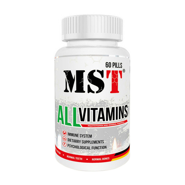 Комплекс мультивитаминов "Все витамины" МСТ / MST All Vitamins 60 pills / таблеток
Комплекс мультивитаминов "Все витамины" МСТ / MST All Vitamins 60 pills / таблеток