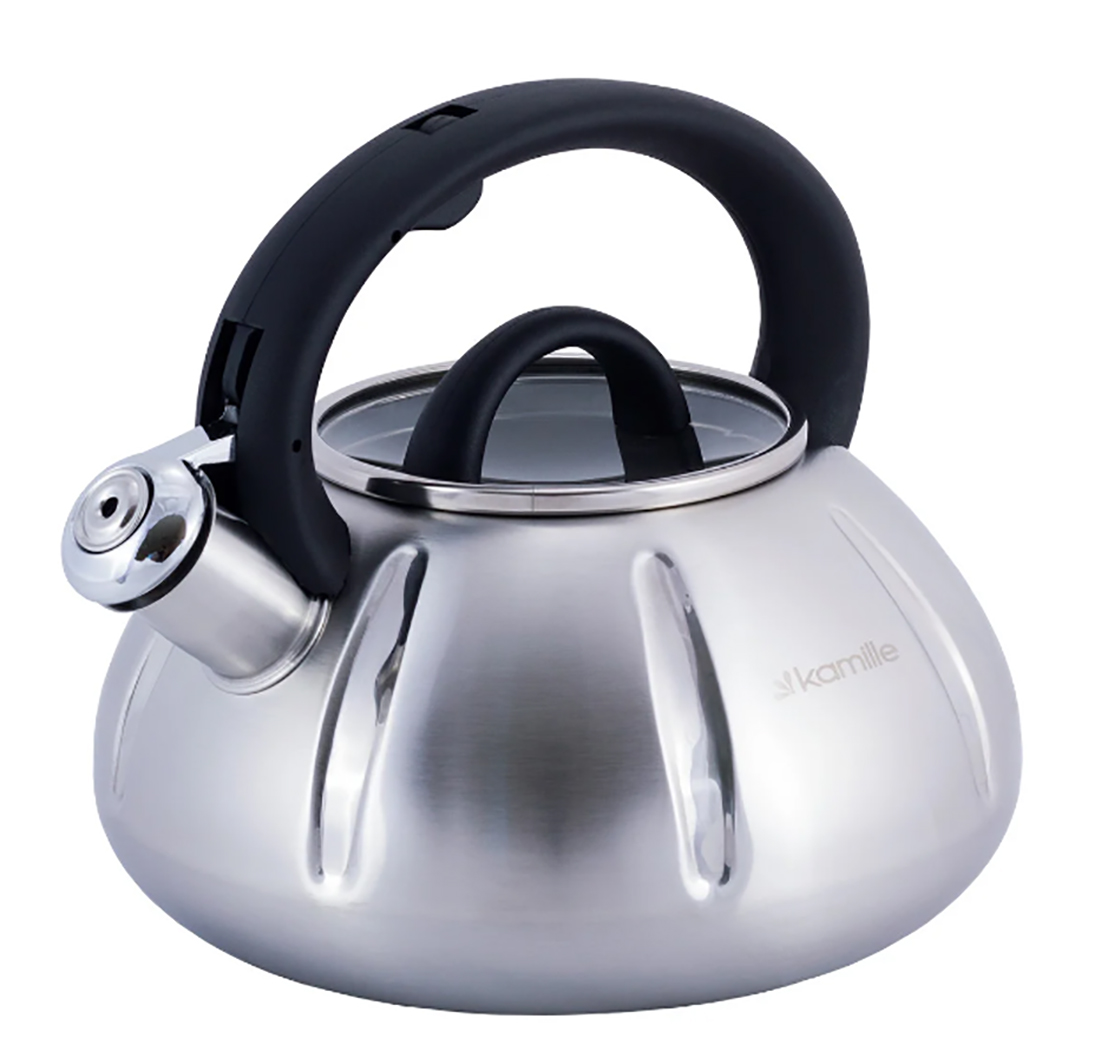 Чайник Kamille 3 л из нержавеющей стали со свистком, черной бакелитовой ручкой и стеклянной крышкой KM-0671A
Чайник Kamille 3 л из нержавеющей стали со свистком, черной бакелитовой ручкой и стеклянной крышкой KM-0671A