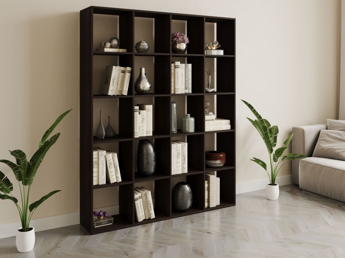 Стеллаж-перегородка для зонирования комнаты DrevoGoods для дома и офиса двусторонний, напольный / пристенный, деревянный с полками для книг и вещей на 20 ячеек 1424x1776x300 мм Венге
Стеллаж-перегородка для зонирования комнаты DrevoGoods для дома и офиса двусторонний, напольный / пристенный, деревянный с полками для книг и вещей на 20 ячеек 1424x1776x300 мм Венге