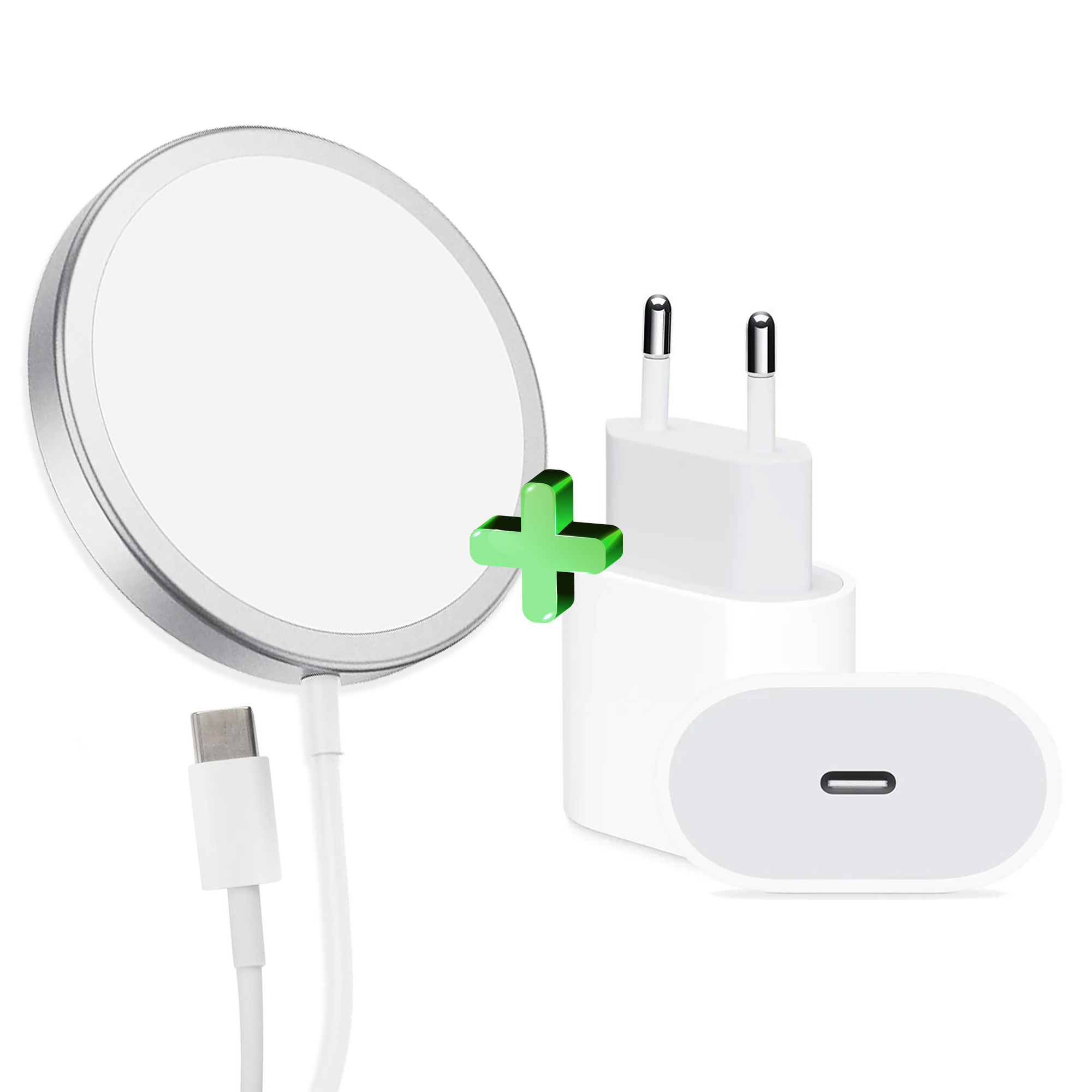 Комплект для зарядки iPhone: беспроводное зарядное устройство MagSafe Induction Charger и сетевой зарядный блок USB-C 20W White Crystal
Комплект для зарядки iPhone: беспроводное зарядное устройство MagSafe Induction Charger и сетевой зарядный блок USB-C 20W White Crystal