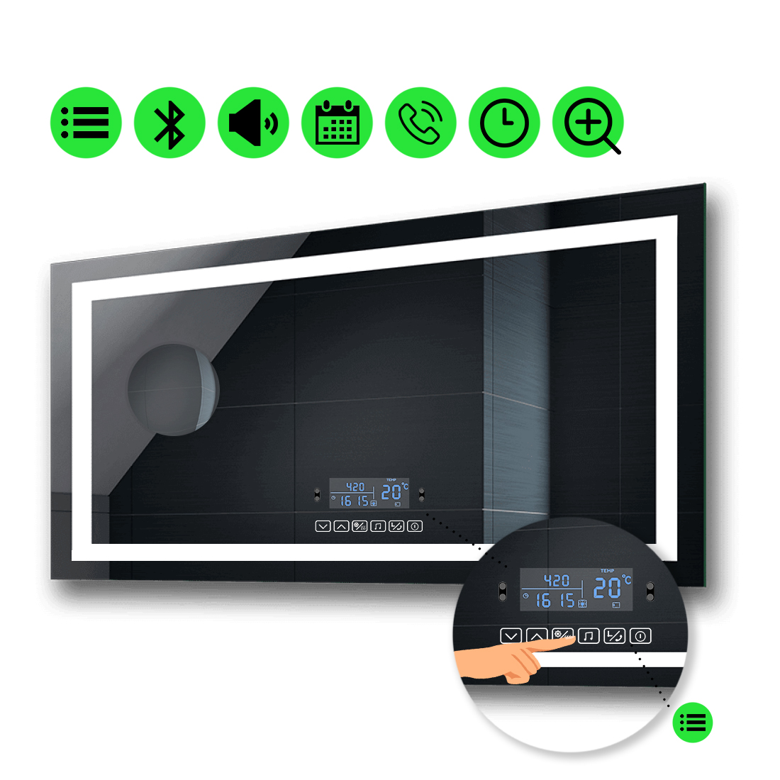 Зеркало karnet с Led-подсветкой, с мультиблоком, с линзой без подсветки 100x80 см
Зеркало karnet с Led-подсветкой, с мультиблоком, с линзой без подсветки 100x80 см