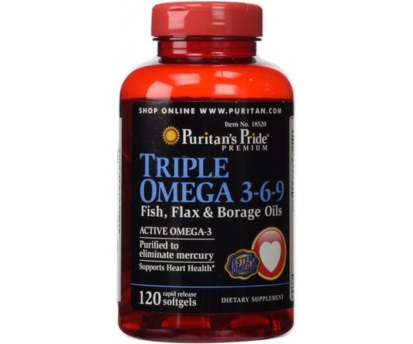 Омега 3-6-9 лляне і огіркова олія Triple Omega 3-6-9 Fish, Flax&Borage Oils Puritan's Pride потрійна сила 120 капсул
Омега 3-6-9 лляне і огіркова олія Triple Omega 3-6-9 Fish, Flax&Borage Oils Puritan's Pride потрійна сила 120 капсул