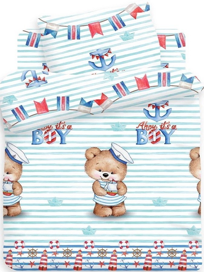 Детское постельное белье Мишка морячок CottonTwill 1-спальное 150х220 см Поплин (ДПР016-2)
Детское постельное белье Мишка морячок CottonTwill 1-спальное 150х220 см Поплин (ДПР016-2)