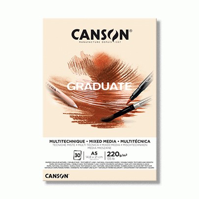 Блок бумаги для миксованных техник Canson Graduate Mix Media Natural, 220 гр, А5, 30листов
Блок бумаги для миксованных техник Canson Graduate Mix Media Natural, 220 гр, А5, 30листов
