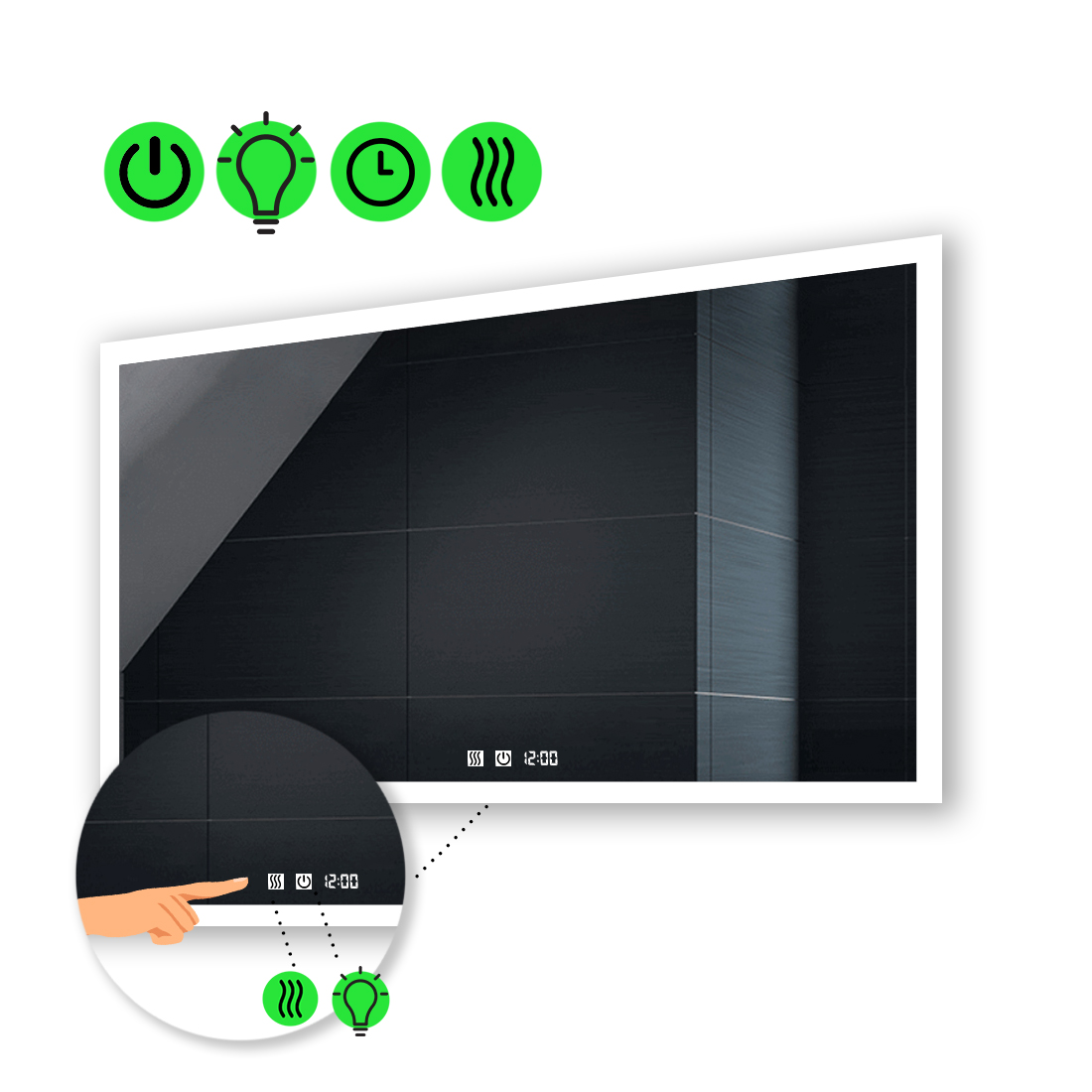 Зеркало Simphony с Led-подсветкой, с двух канальными сенсорами, с часами и подогревом 100x60 см
Зеркало Simphony с Led-подсветкой, с двух канальными сенсорами, с часами и подогревом 100x60 см