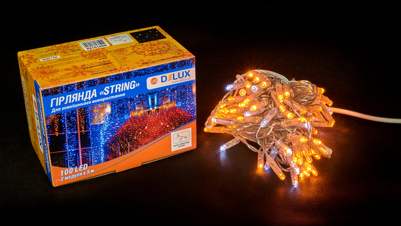 Светодиодная гирлянда DELUX STRING 100LED 10 м Белый flash Желтый/Прозрачный IP44 (90015188)
Светодиодная гирлянда DELUX STRING 100LED 10 м Белый flash Желтый/Прозрачный IP44 (90015188)