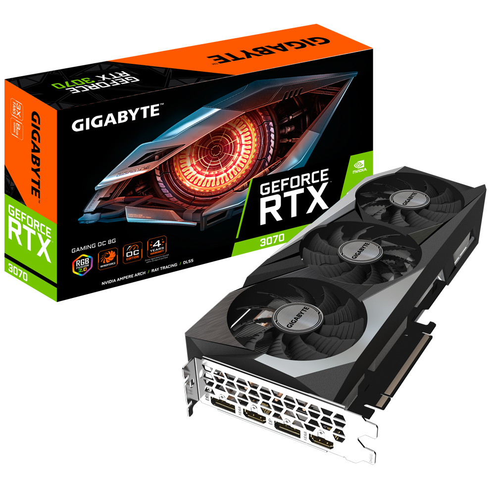 Відеокарта GIGABYTE GeForce RTX 3070 GAMING OC 8GB - (GV-N3070GAMING OC-8GD)
Відеокарта GIGABYTE GeForce RTX 3070 GAMING OC 8GB - (GV-N3070GAMING OC-8GD)