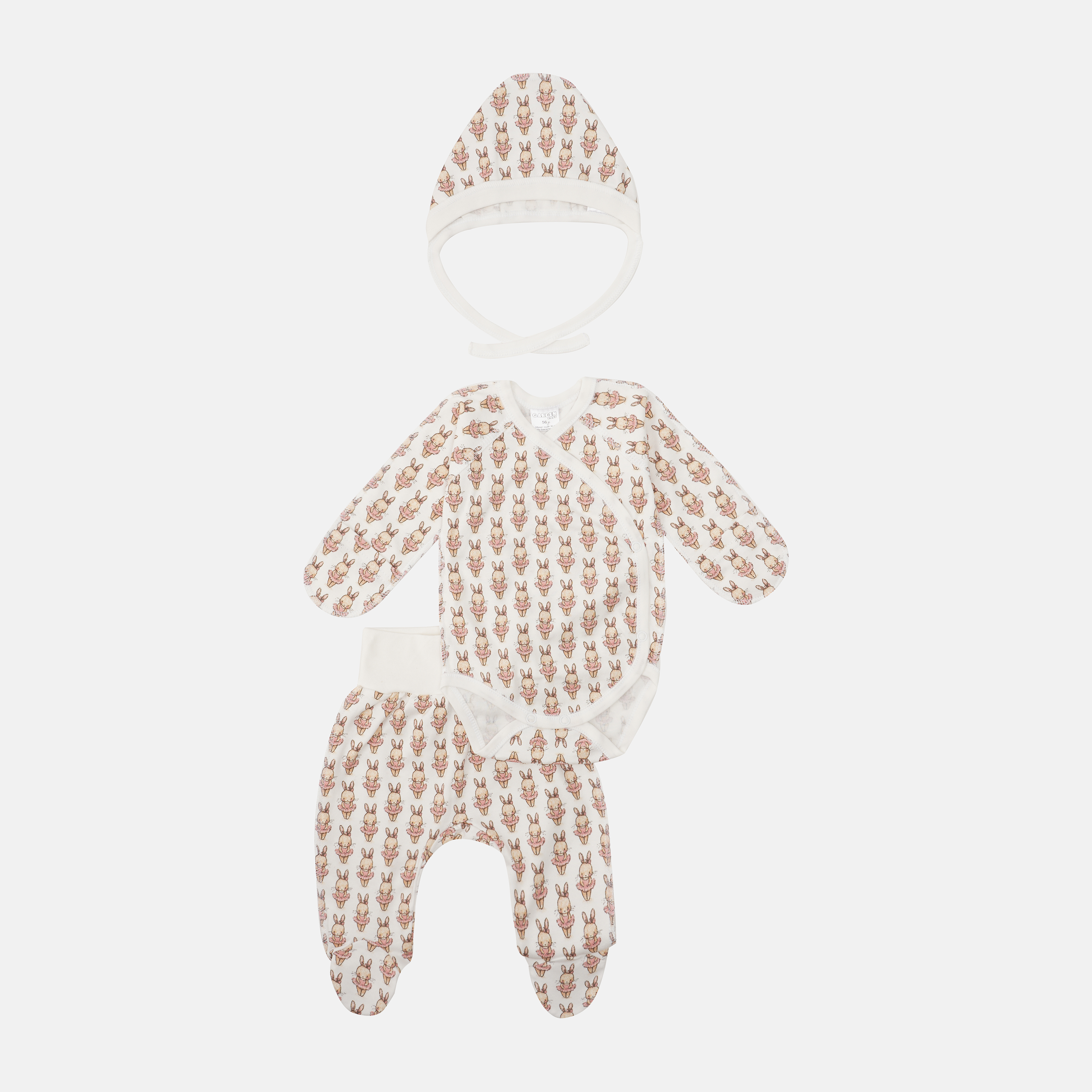 Комплект (боди-распашонка + ползунки + чепчик) Garden Baby Зайка-балерина 40186-02 62 см Молочный
Комплект (боди-распашонка + ползунки + чепчик) Garden Baby Зайка-балерина 40186-02 62 см Молочный