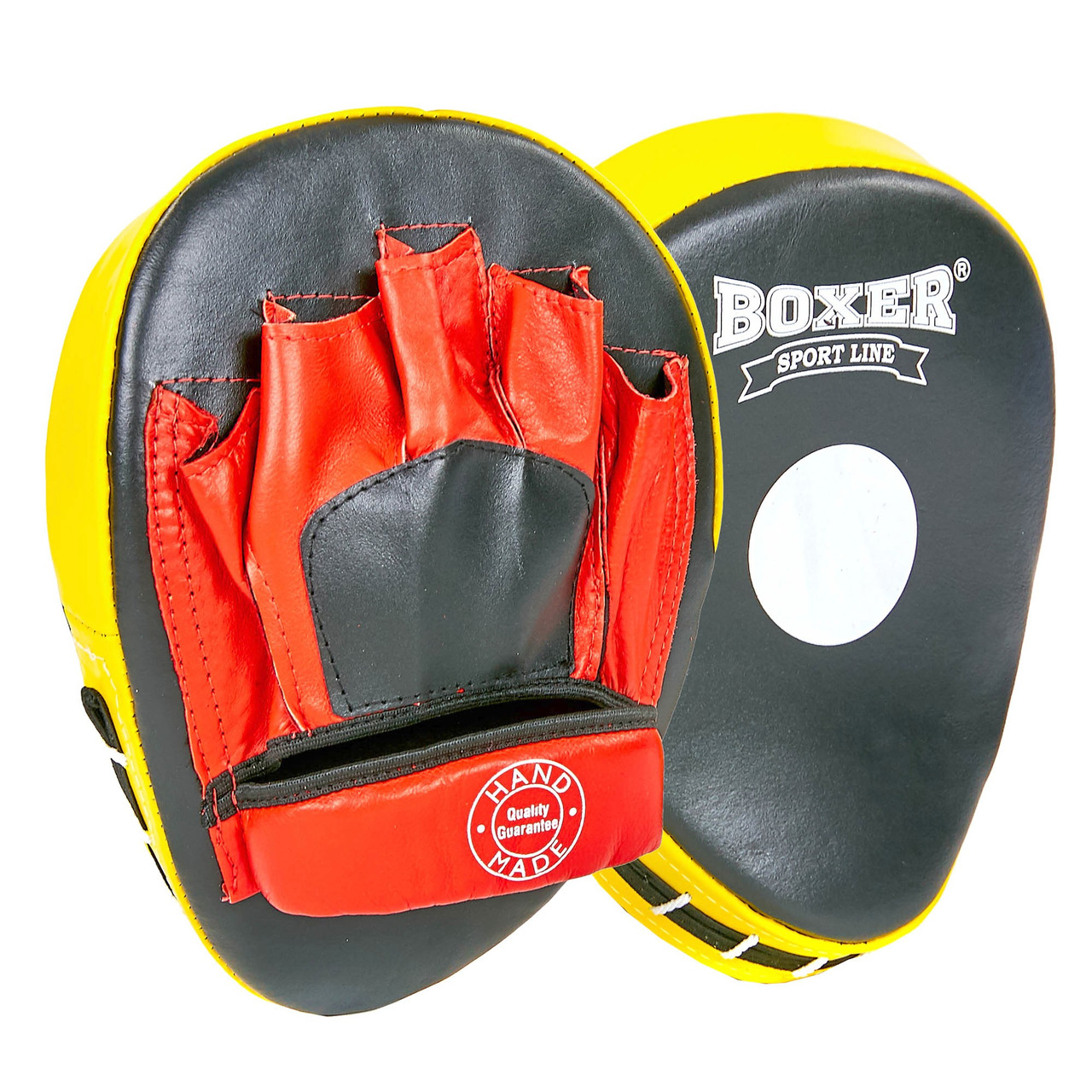 Лапа изогнутая кожаная (2шт) Boxer Heroe 2010-01 размер 19х23х4см Black-Yellow-Red
Лапа изогнутая кожаная (2шт) Boxer Heroe 2010-01 размер 19х23х4см Black-Yellow-Red
