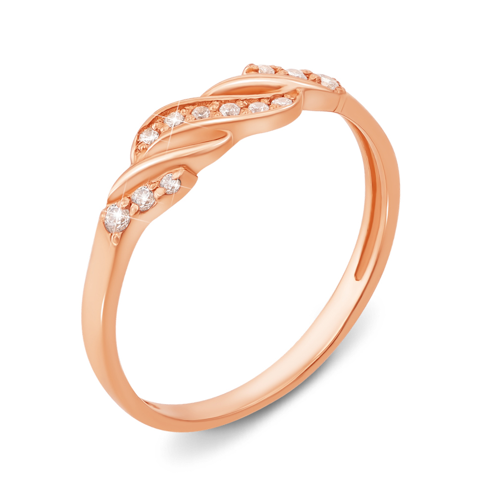 Кольцо из красного золота с фианитами 000134310 16.5 размера