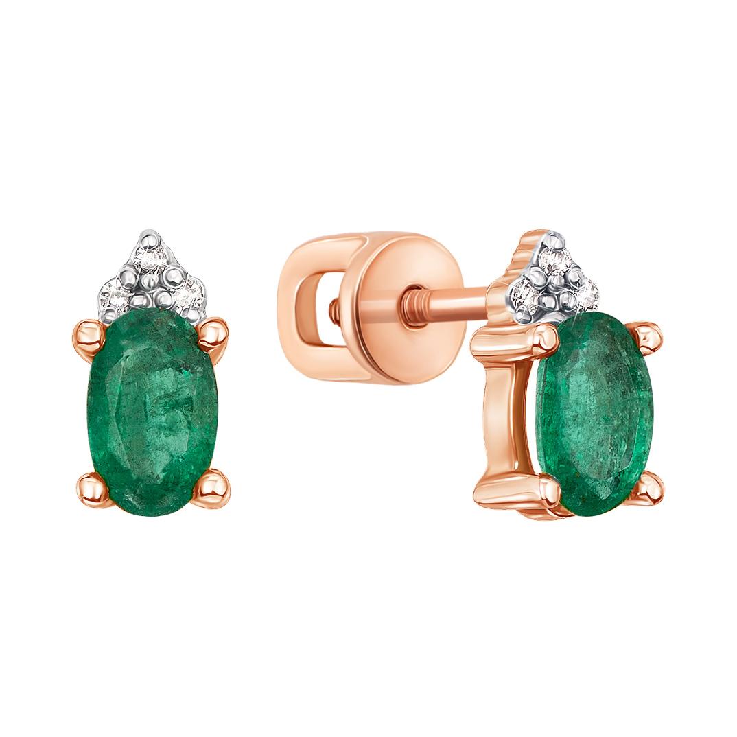 Золотые серьги-пуссеты с изумрудом и бриллиантами 000106431 
Золотые серьги-пуссеты с изумрудом и бриллиантами 000106431